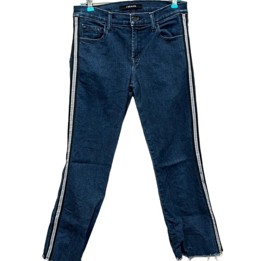 J Brand Selena Cropped Bootcut Jeans with Ribbon Side Stripe - Size 26